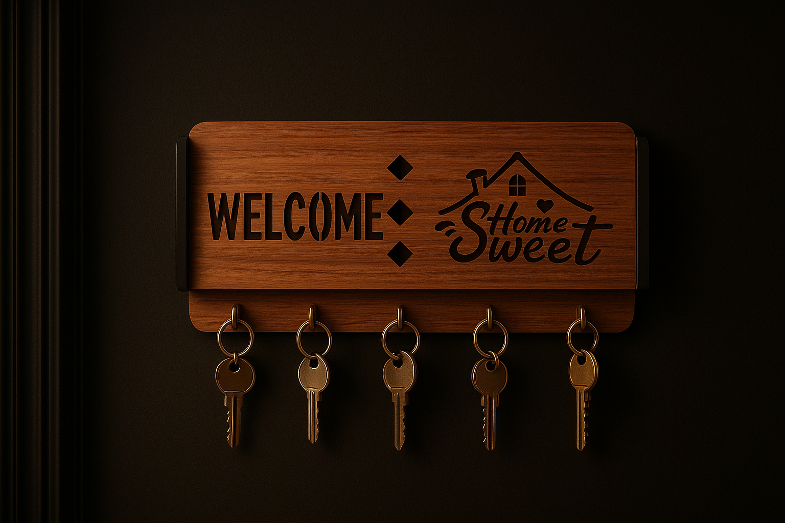 Premium Quality Wooden Welcome Home Sweet  designer Wall Mounted Key Holder and Mobilestand/remote/pen/multipurpose