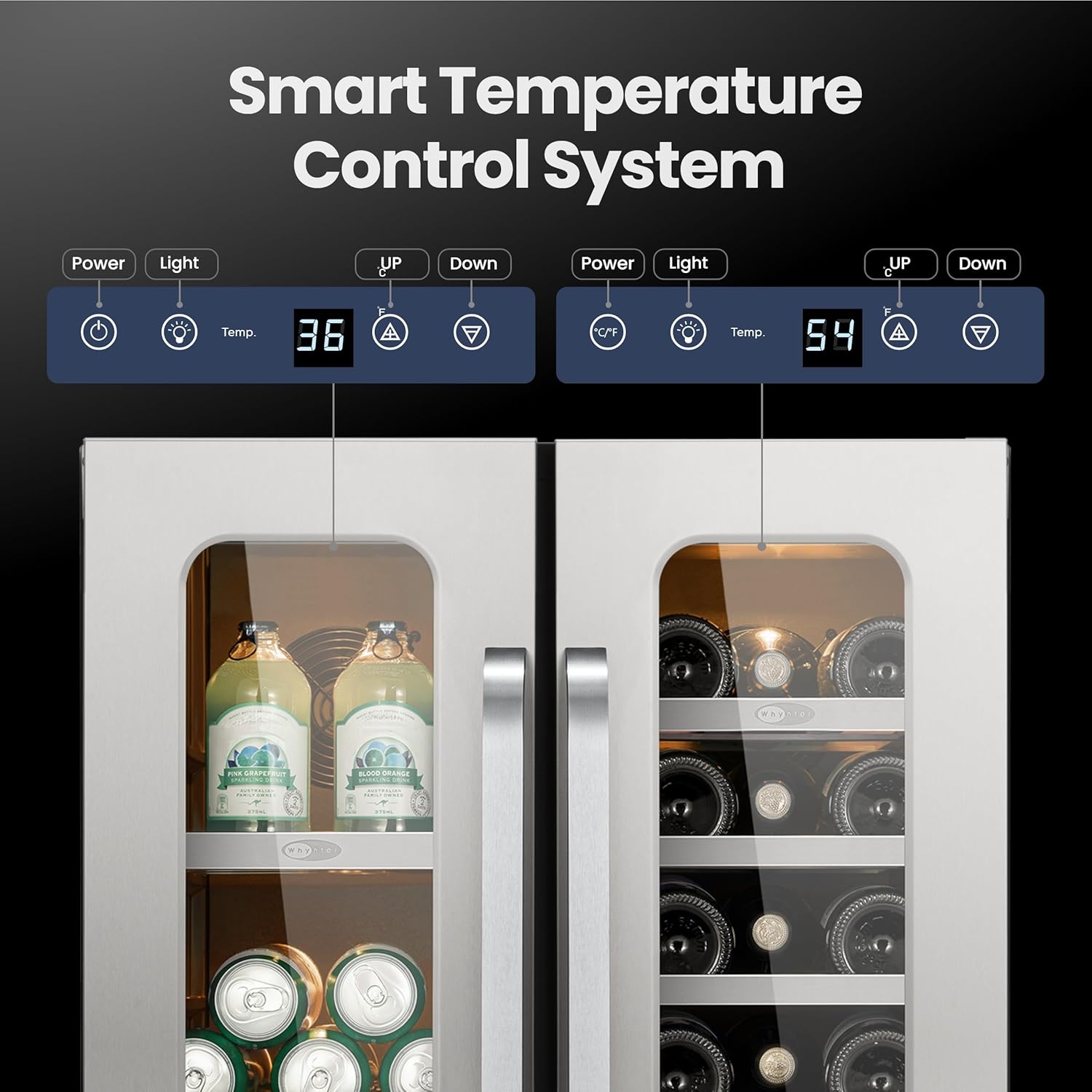 Dual-zone beverage and wine cooler