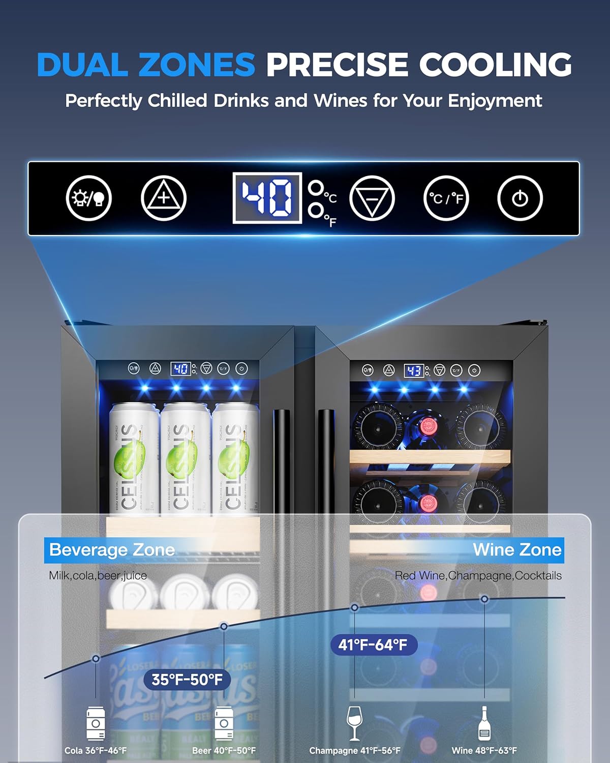 Dual Zone Beverage and Wine Cooler