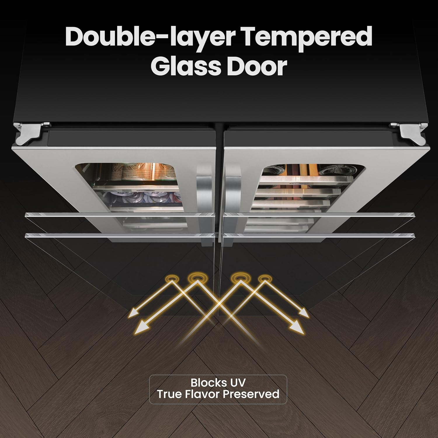 Dual-zone beverage and wine cooler