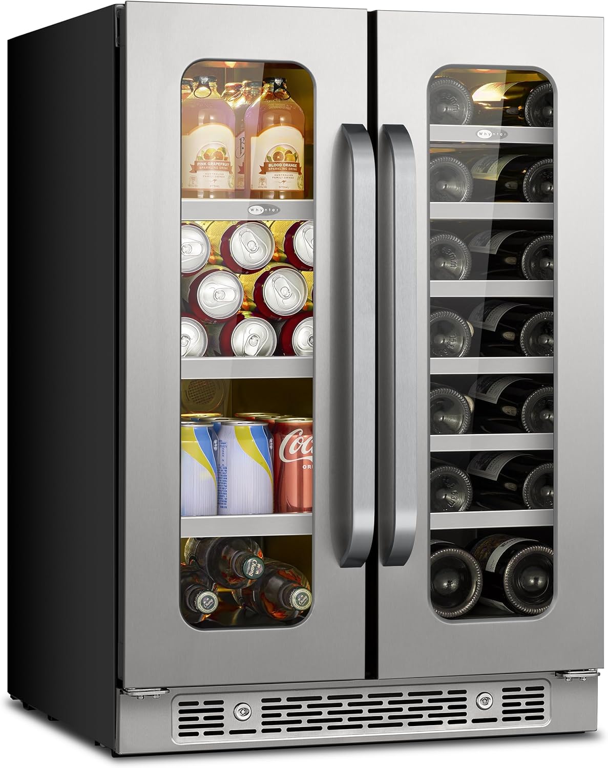 Dual-zone beverage and wine cooler