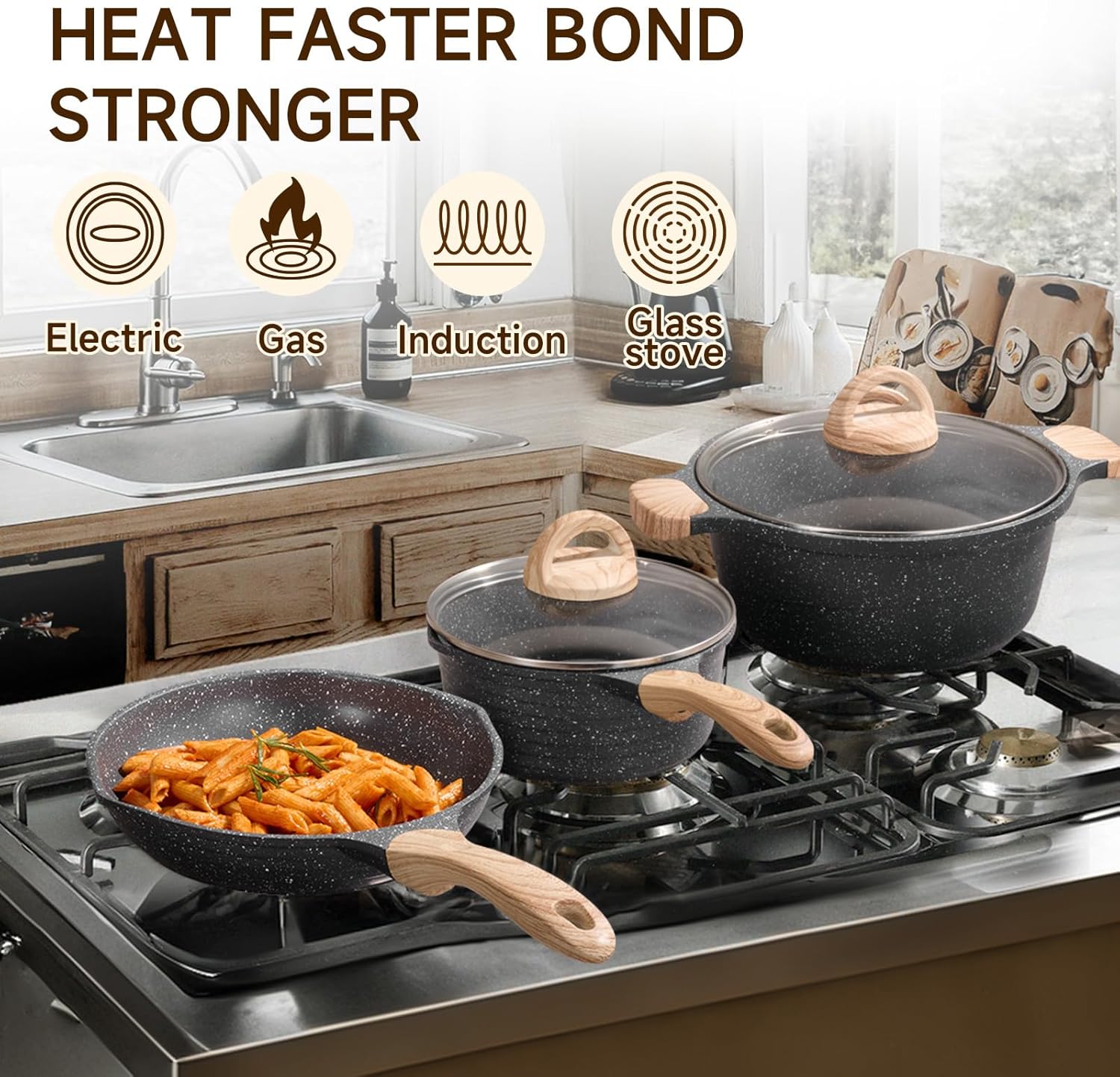 Non-Stick Granite Frying Pan Set