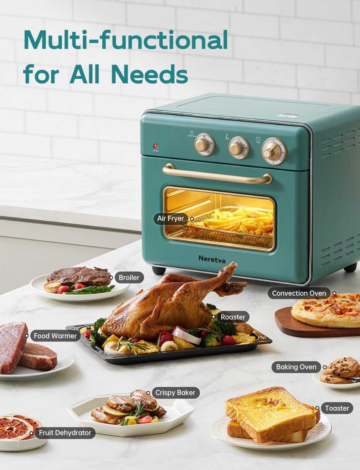 Neretva Retro Air Fryer Toaster Oven