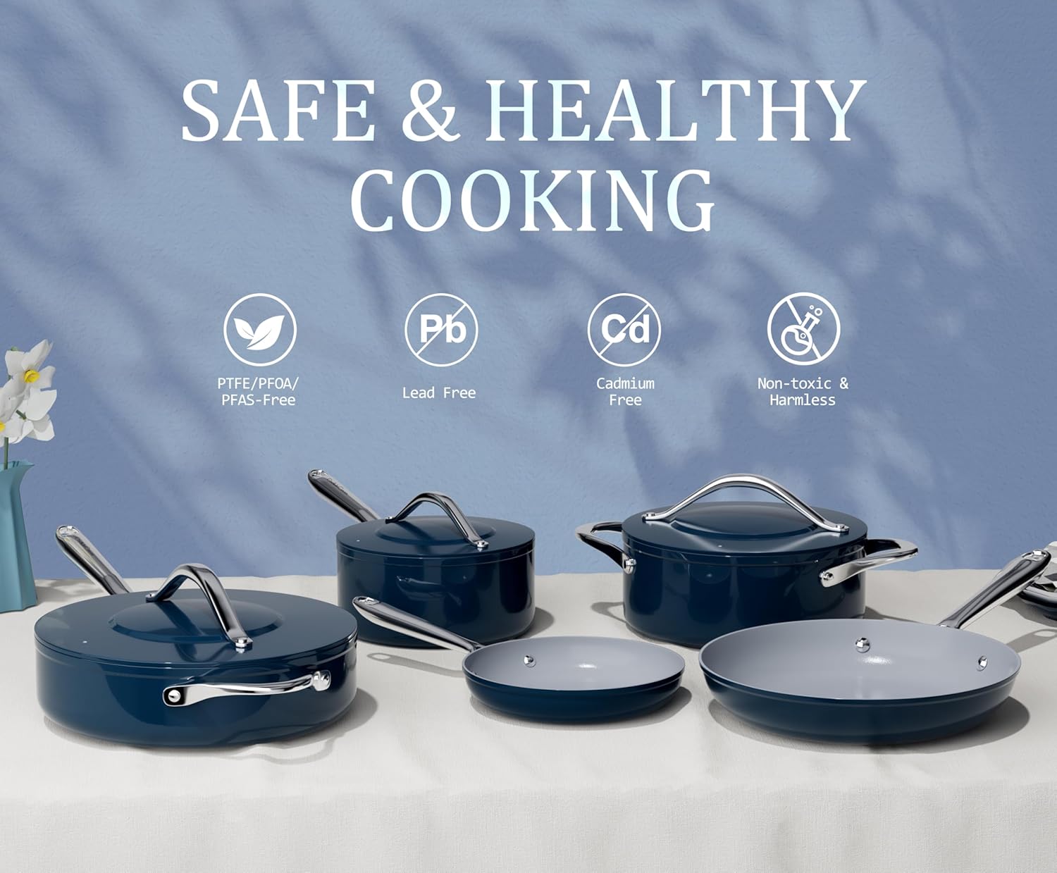 Blue Nonstick Cookware Set