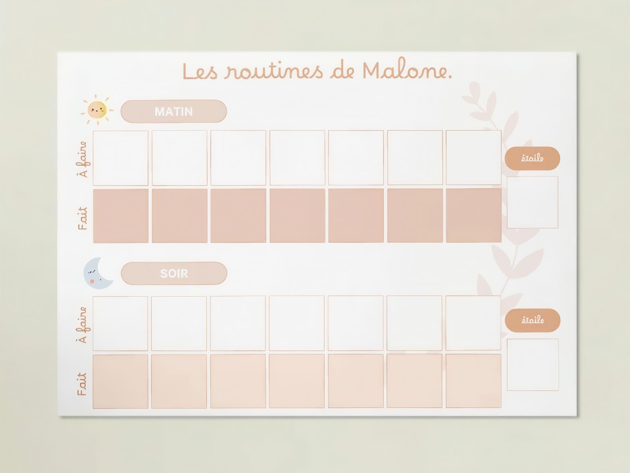 Tableau de routines