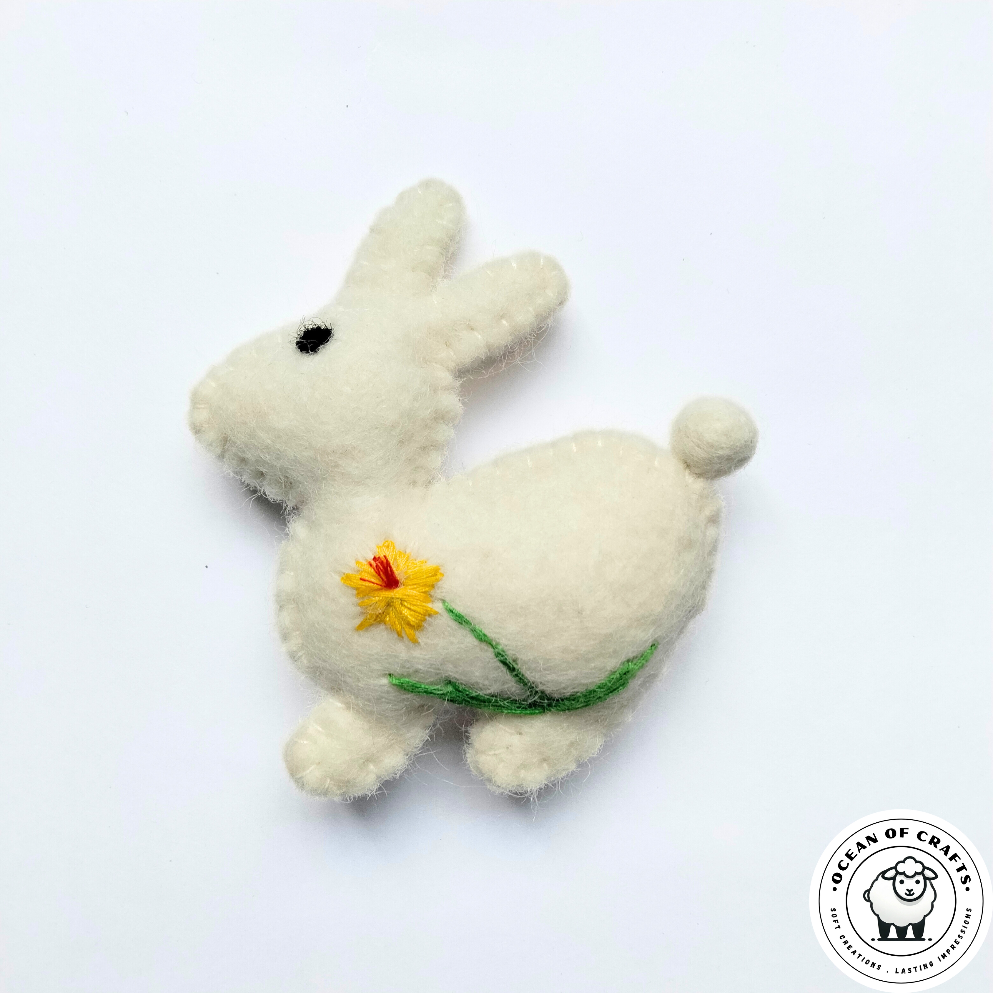 Felt Bunny with Floral Embroidery