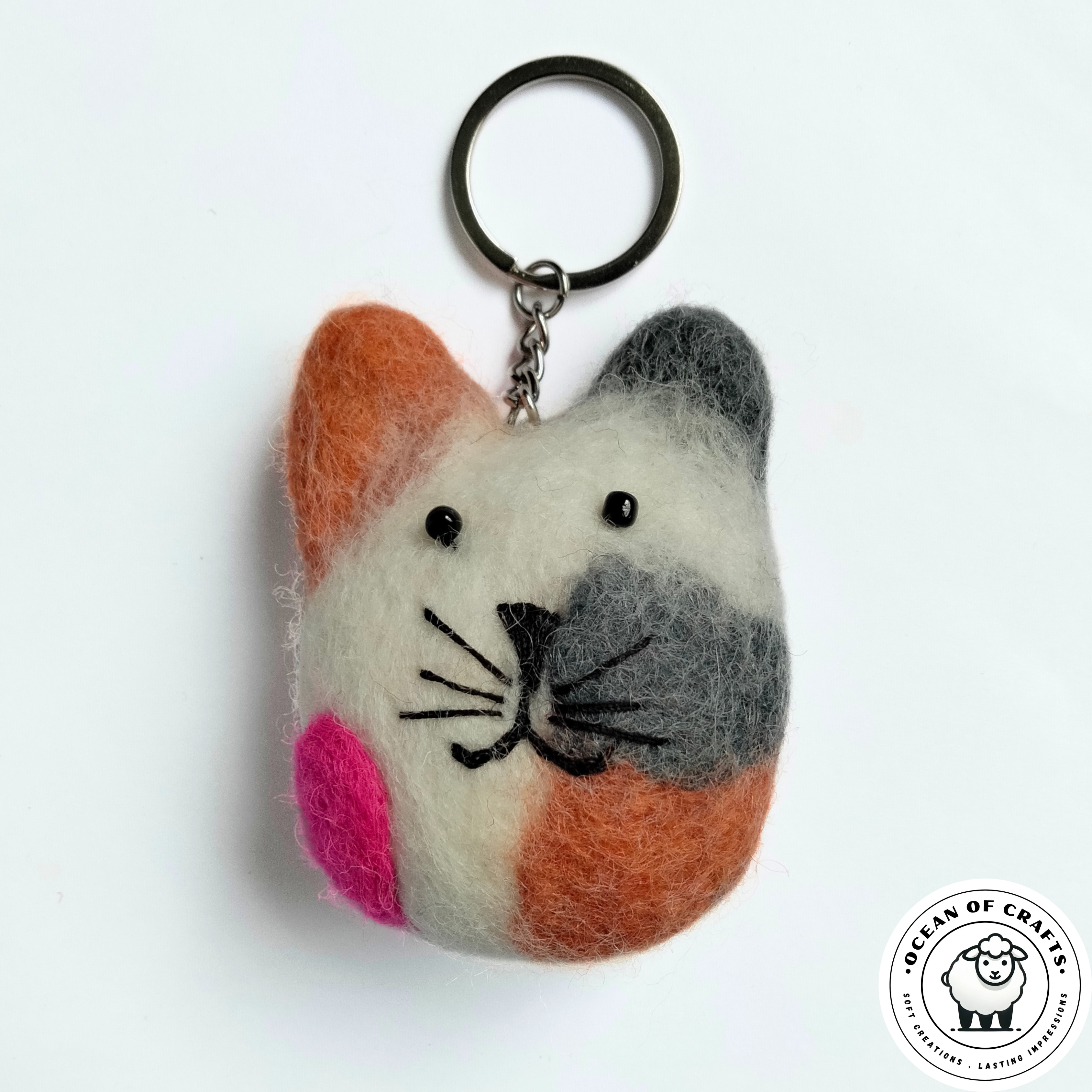 Colorful Cat Felt Keychain