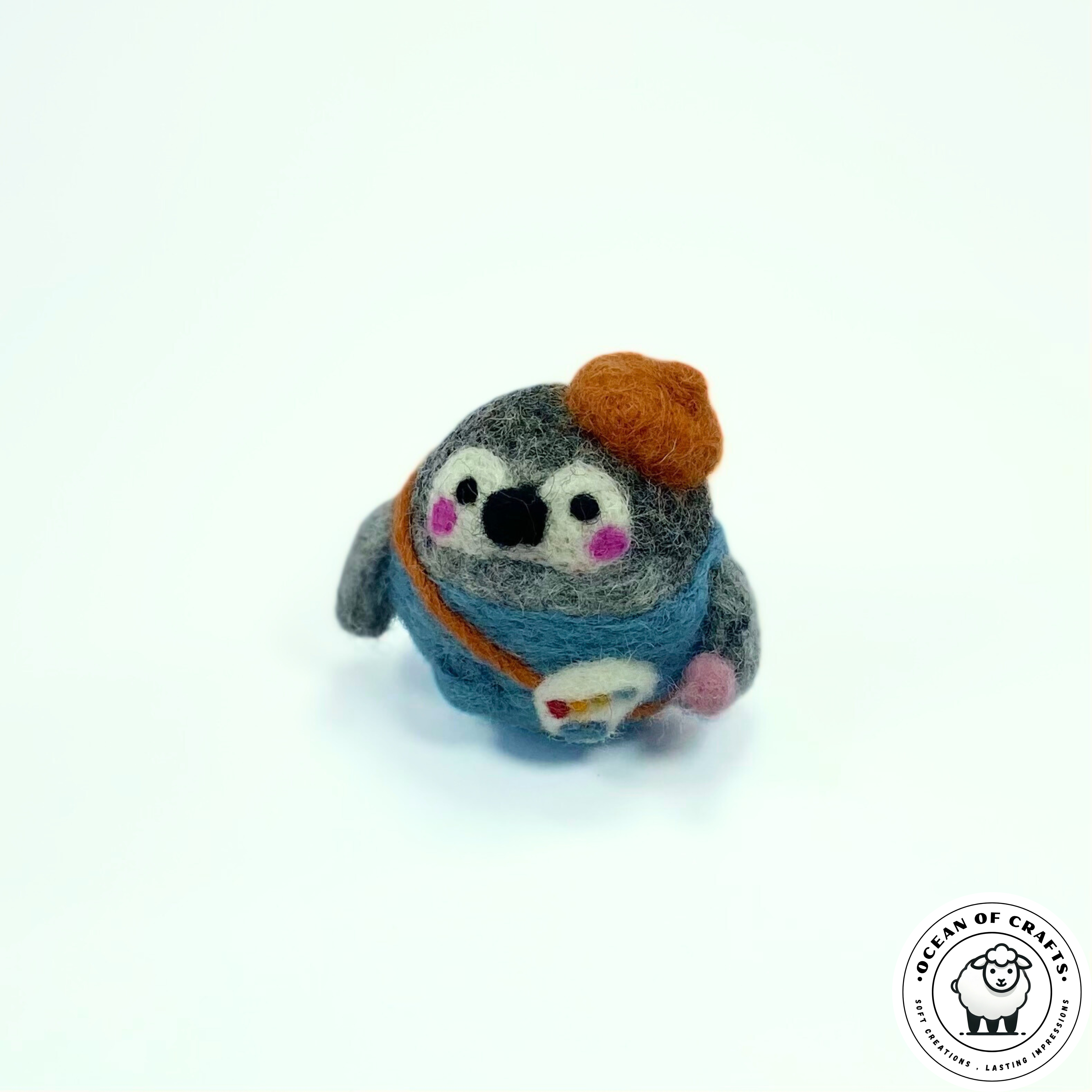 Felt Painter Penguin Figurine