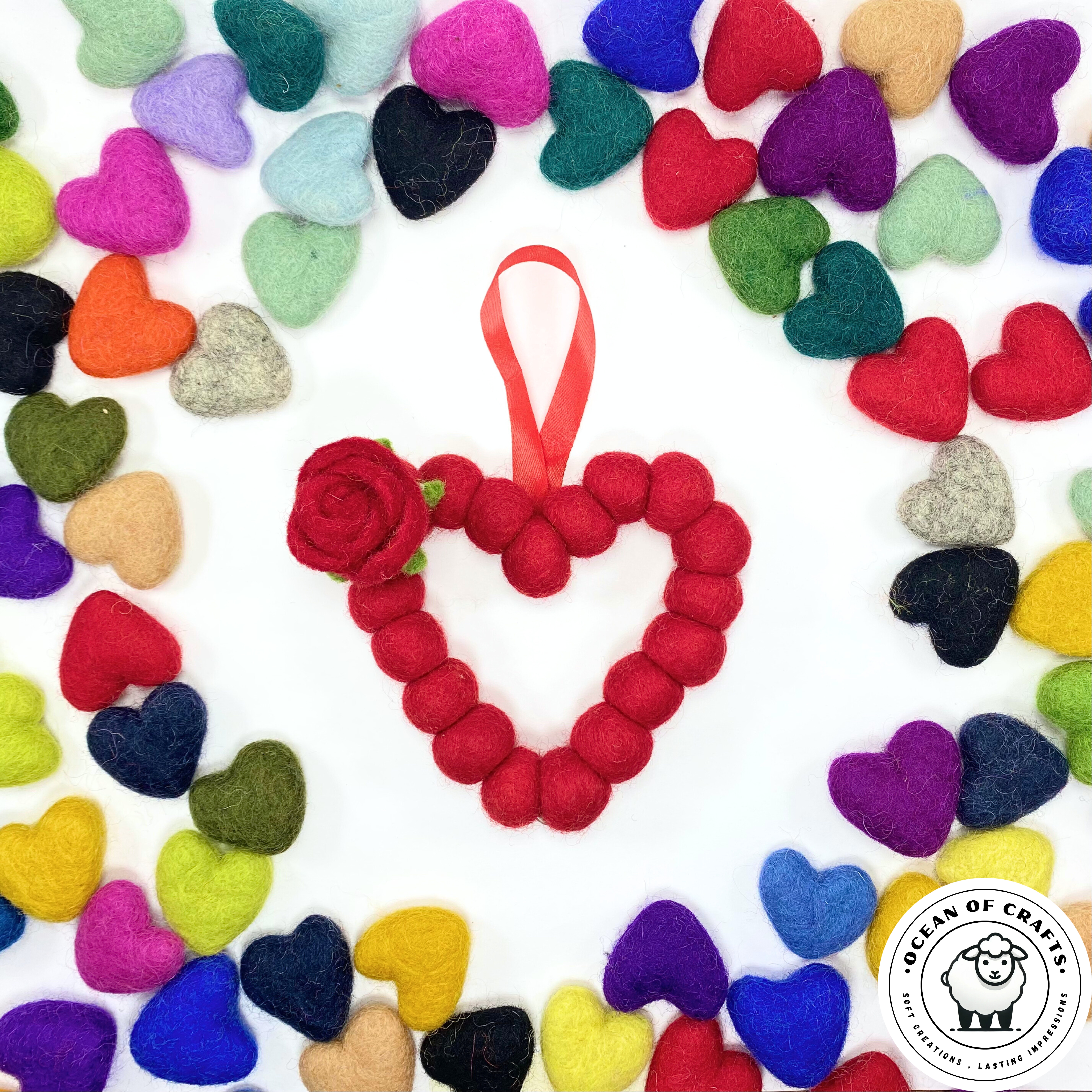 Felt-Ball Heart Mini Wreath