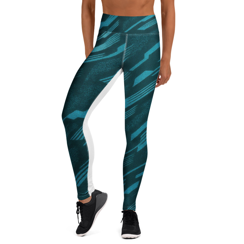 Teal Patterned High-Waisted Leggings