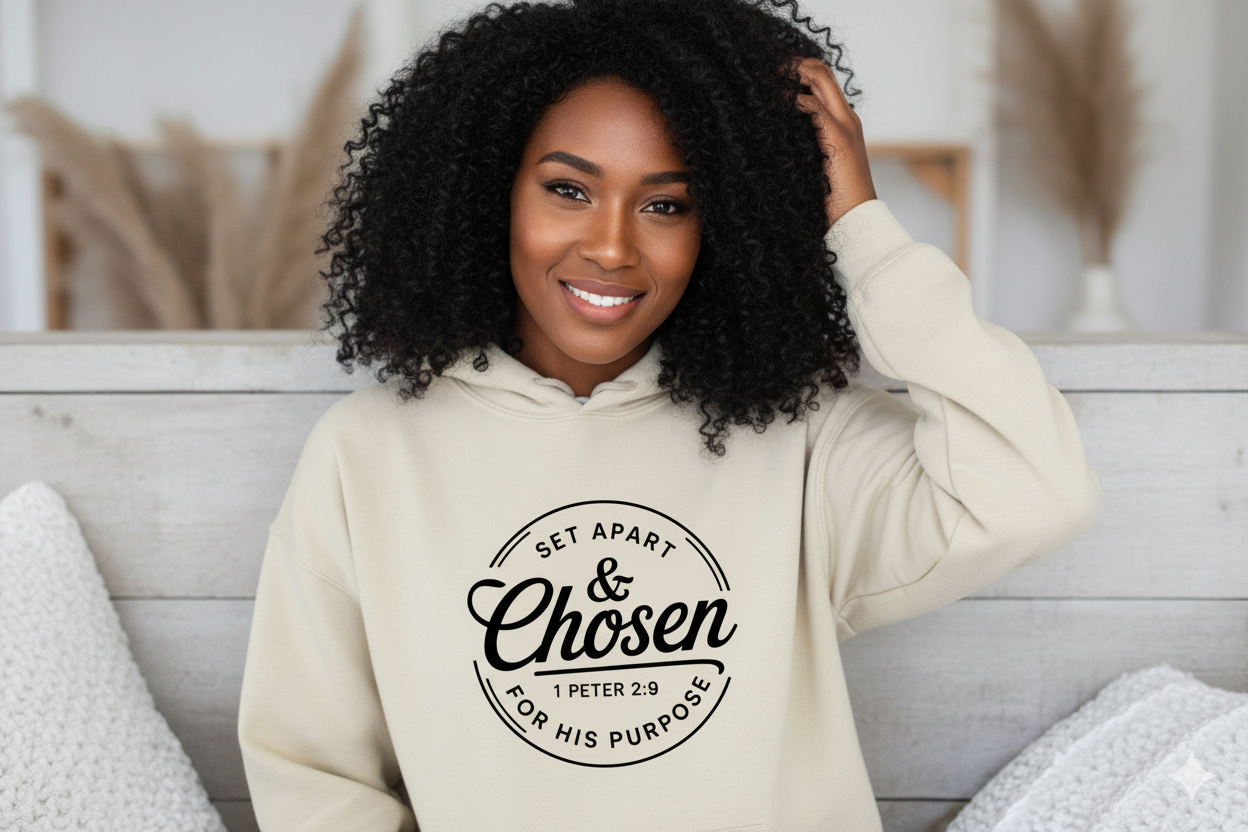 "Set Apart & Chosen" Premium Heavyweight Hoodie (1 Peter 2:9)