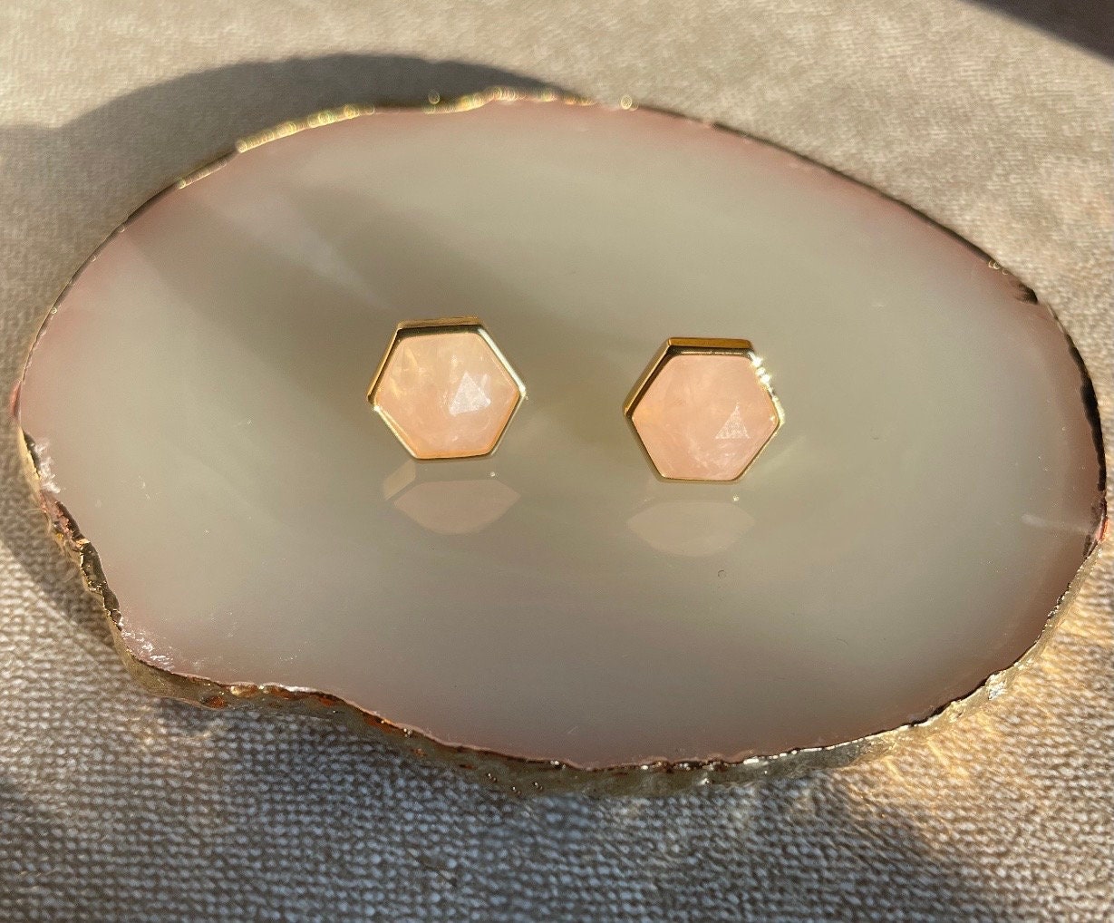 Boucles d’oreilles puces quartz rose