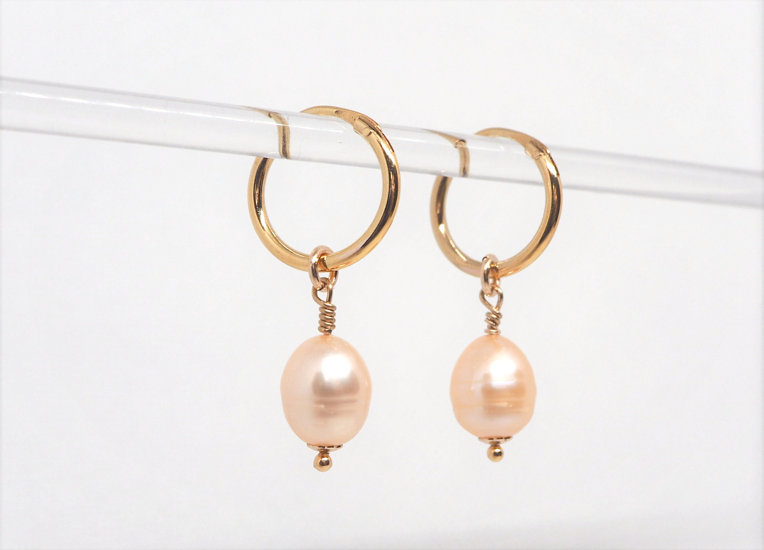 Boucles d'oreilles perles d'eau douce roses poudrées