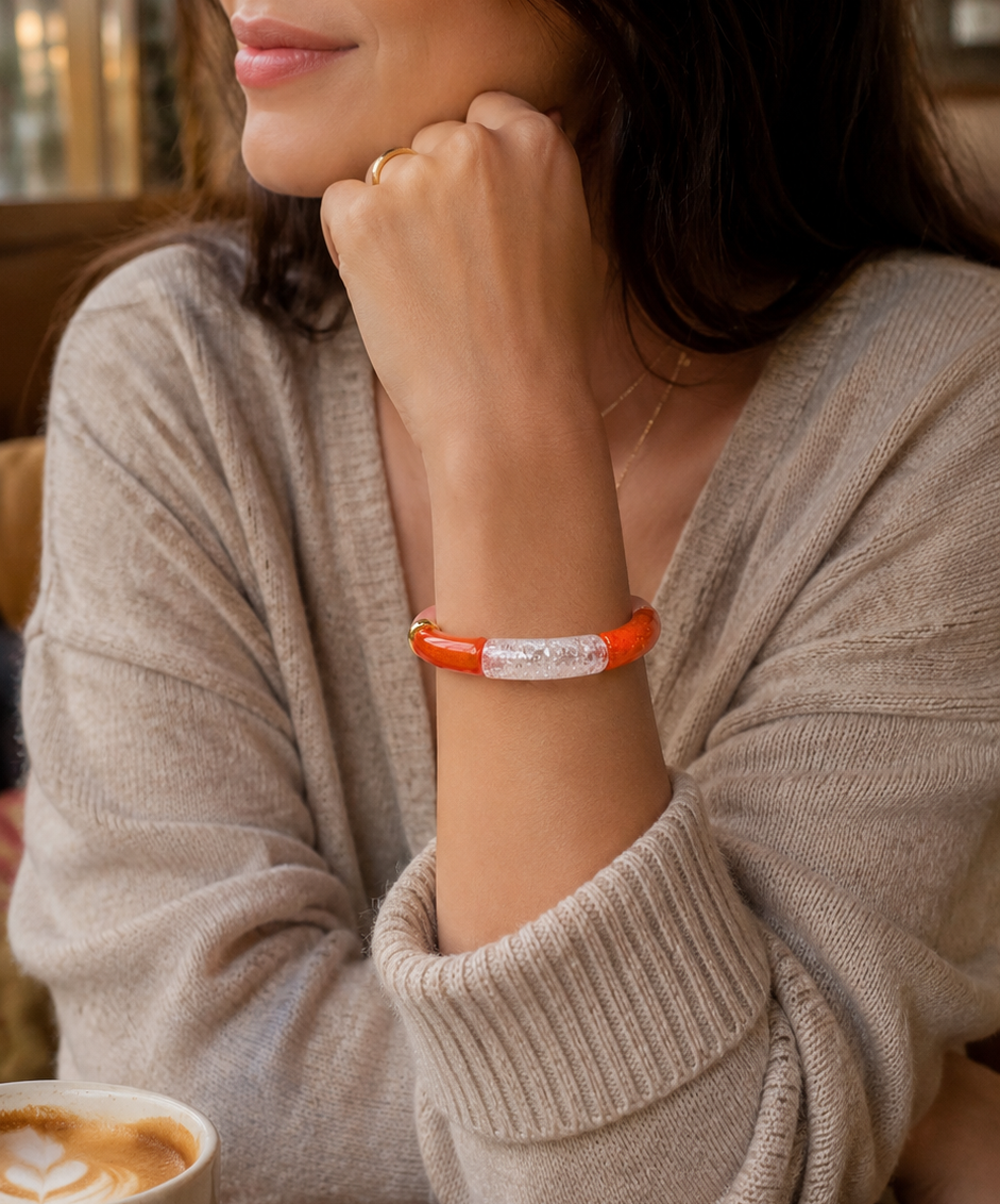Bracelet perles tube Coucher de soleil