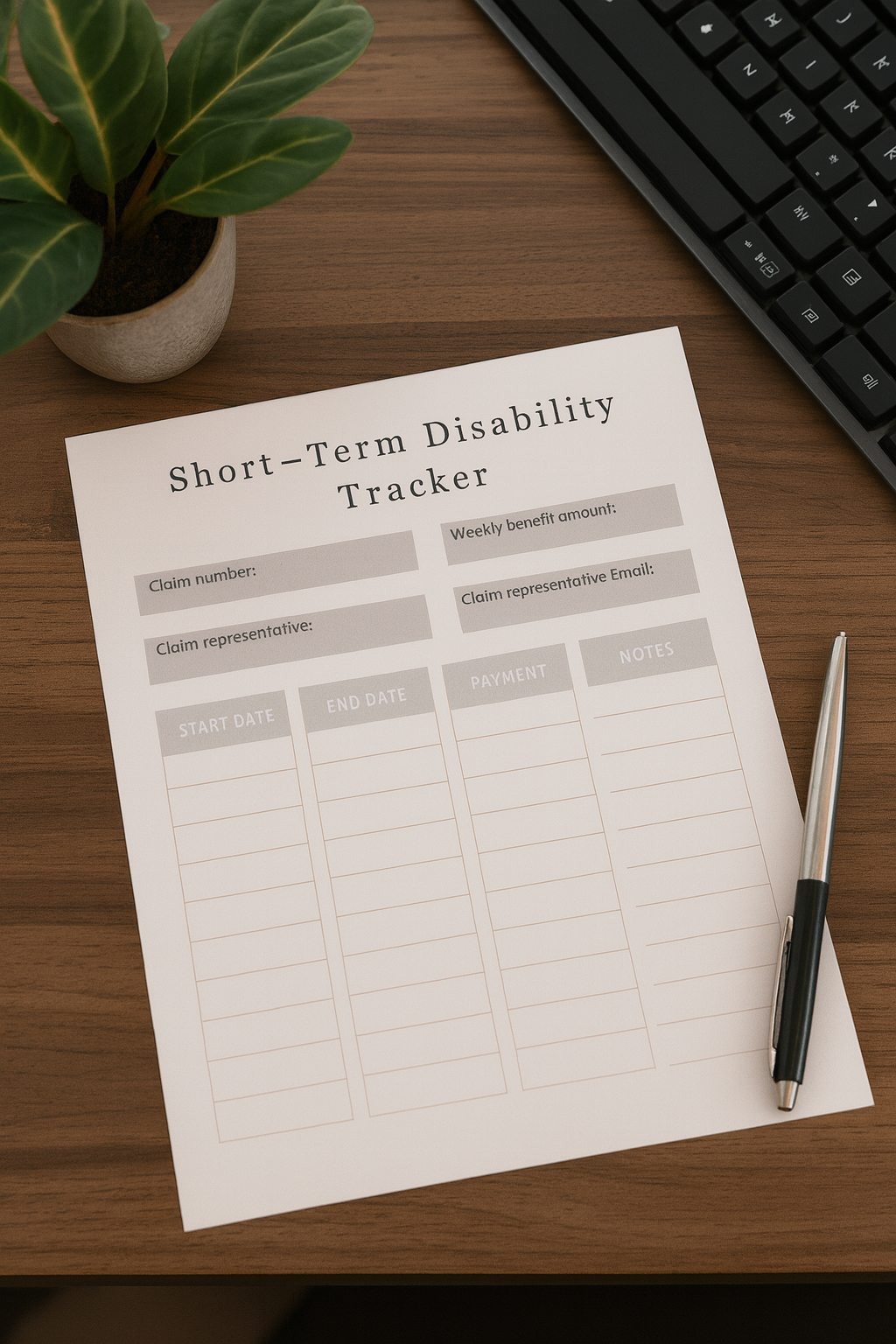 Short-Term Disability Tracker Form