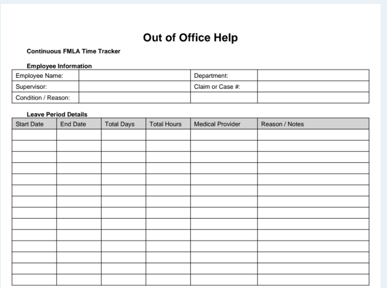 Continuous FMLA Time Tracker Template