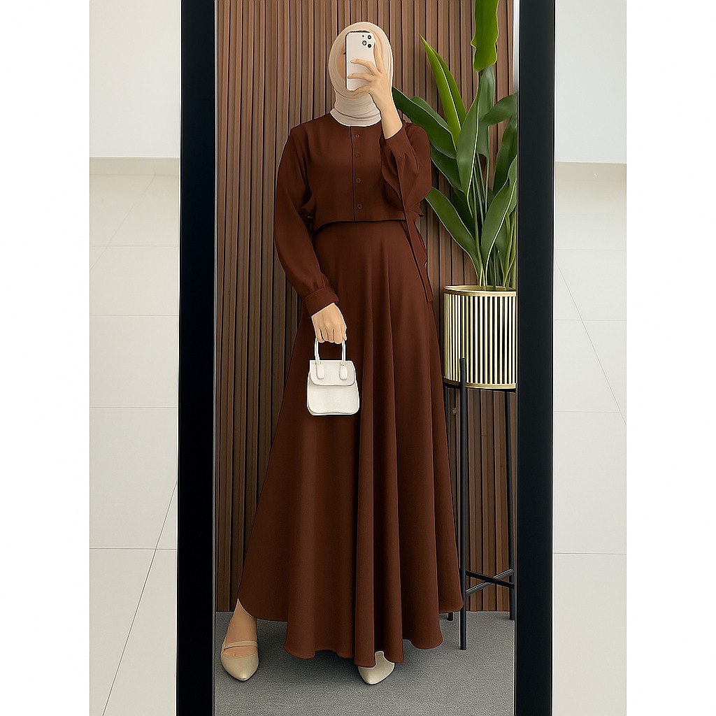 Gamis Coklat Elegan