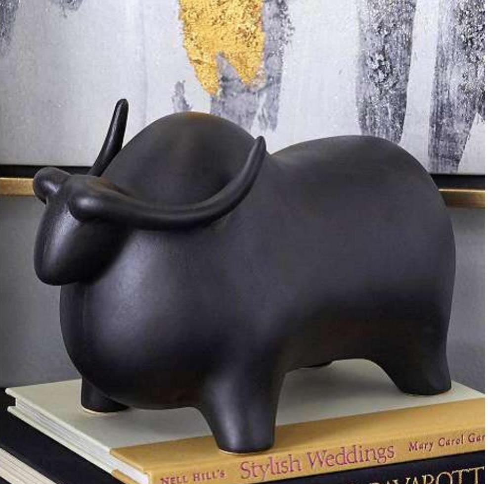 FIGURA TORO NEGRO CERAMICA 23X21