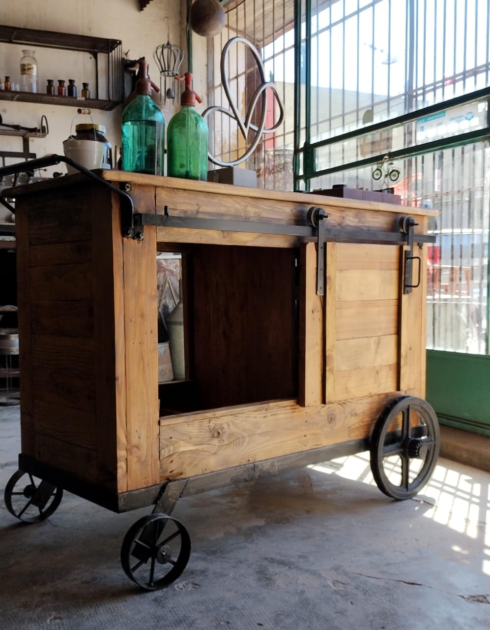 Vintage Wooden Bar Cart