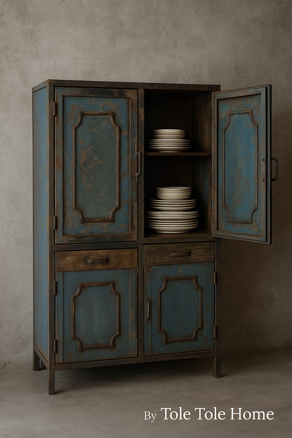 MODULAR HIERRO 4 PTAS 2 CAJONES AZUL