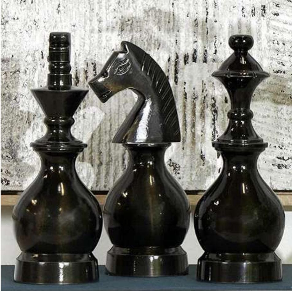 ADORNO MESA AJEDREZ NEGRO SET X 3 