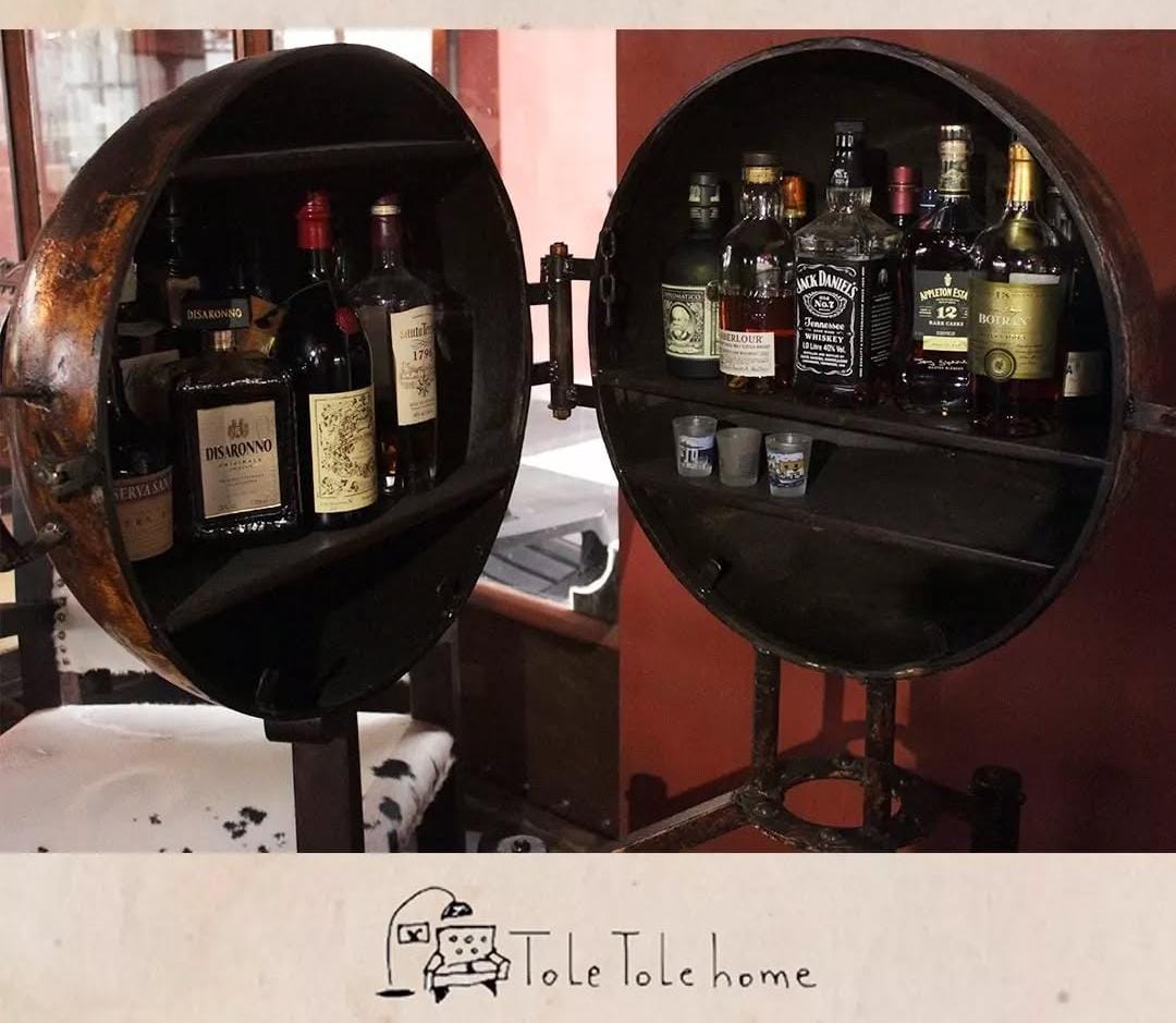 Industrial Globe Liquor Cabinet
