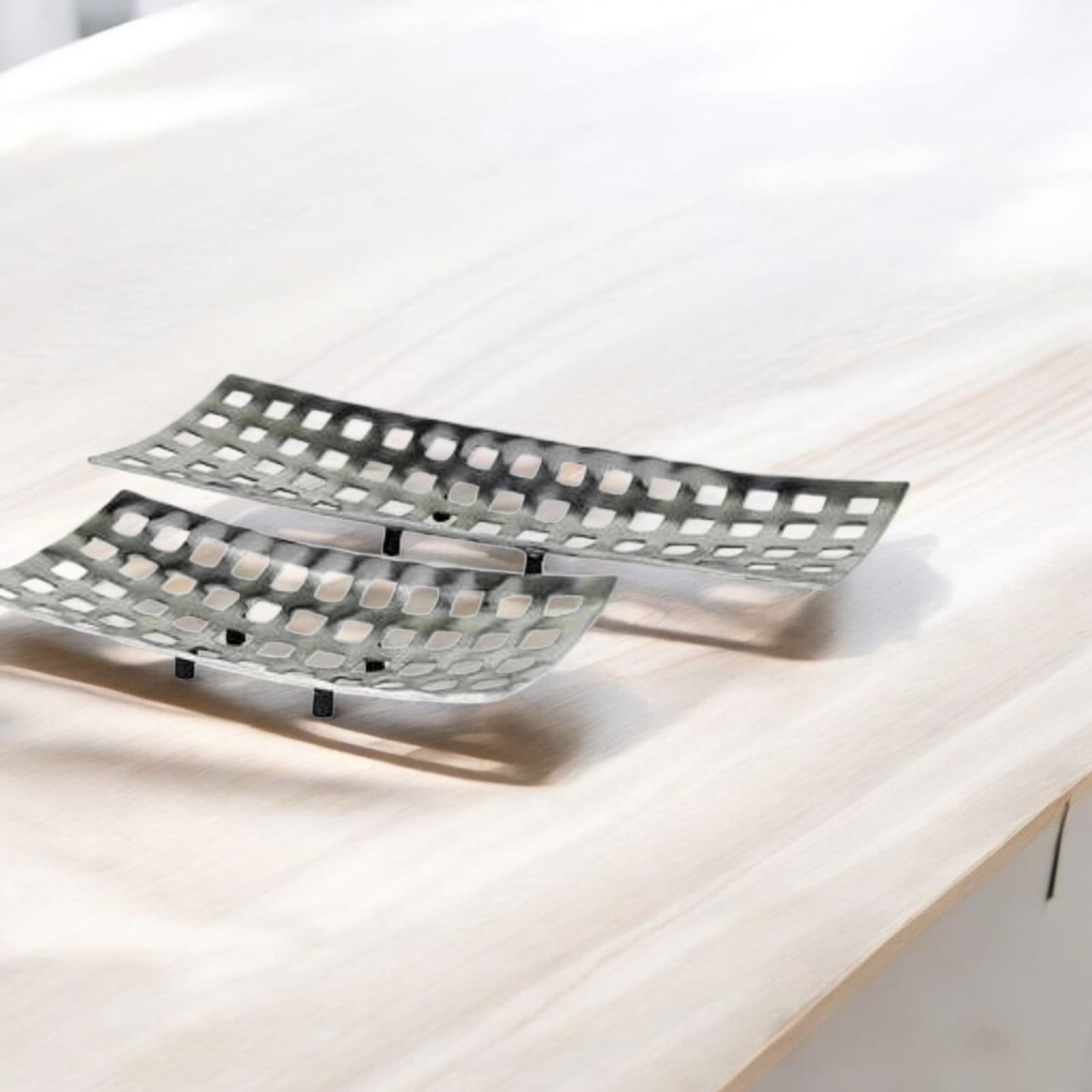 CENTRO DE MESA ALUM RECTANG SET 2/2 CHICO