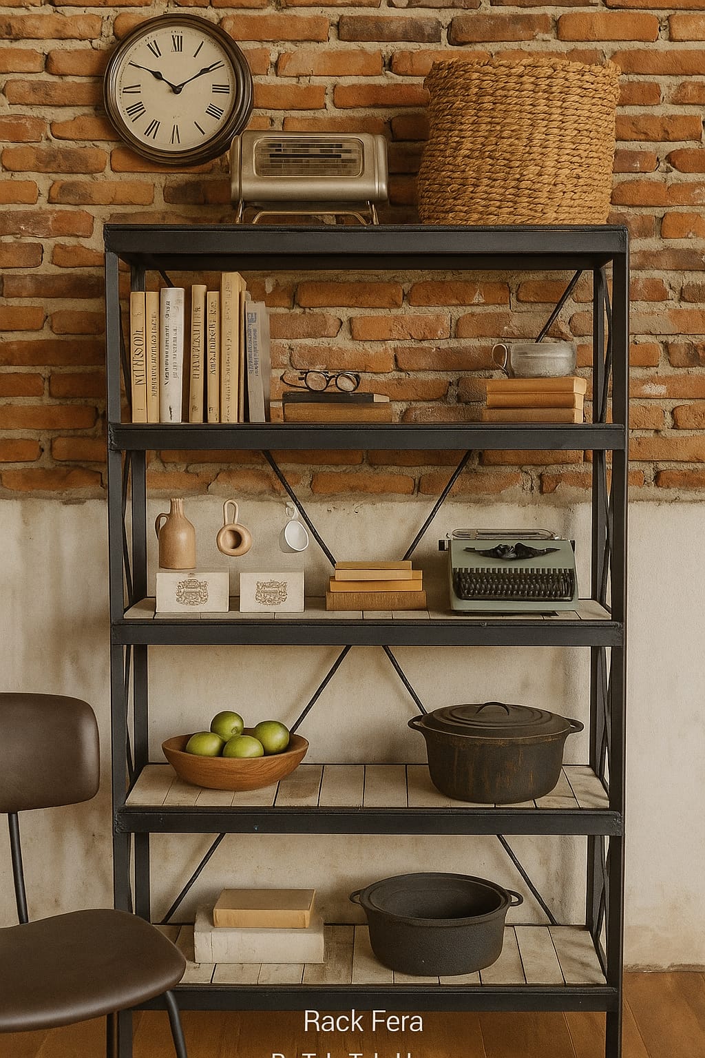 ESTANTERÍA DE HIERRO Y MADERA 1 X 1,85 X 0,30