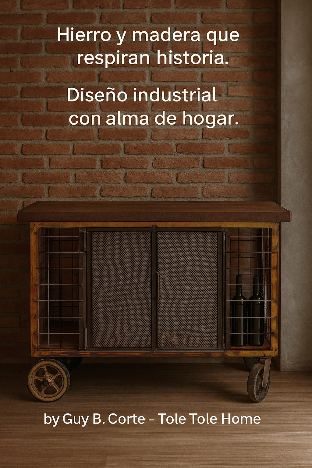 CARRITO BAR TAPA QUEBRACHO PUERTAS Y RUEDAS 1,20X67X92