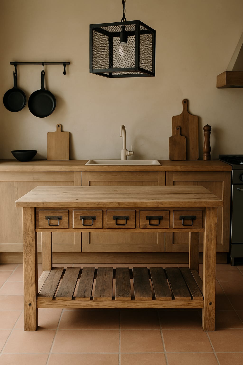 ISLA BARRA MADERA 5 CAJONES DE CADA LADO 1,64X77X9