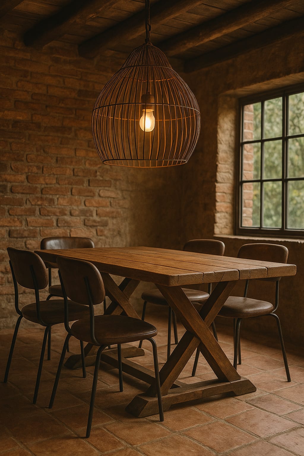 SILLA SOHO ECO CUERO MARRON BASE CAÑO