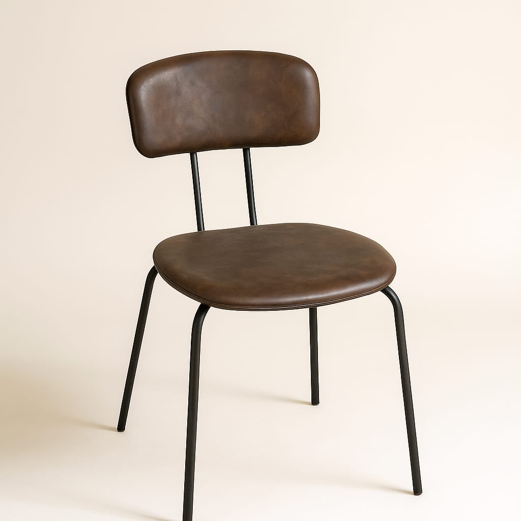 SILLA SOHO ECO CUERO MARRON BASE CAÑO