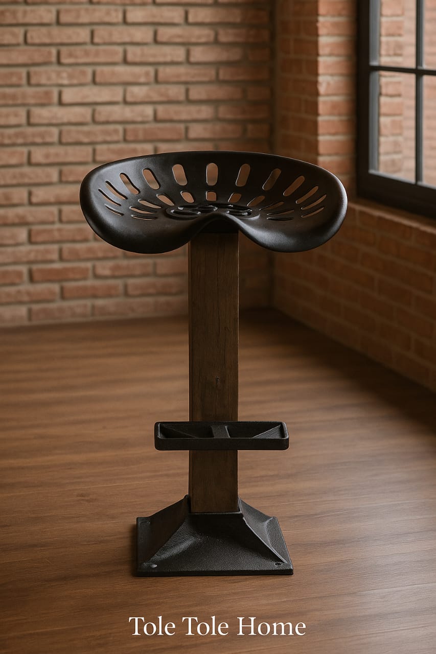 BANQUETA TRACTOR NEGRA MADERA/HIERRO