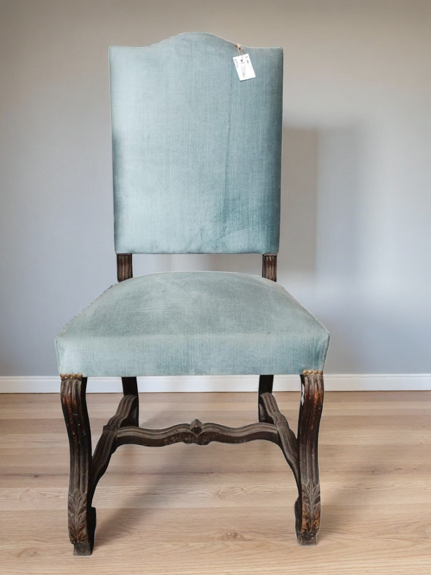 SILLA TERCIOPELO TURQUESA CABECERO ALTO