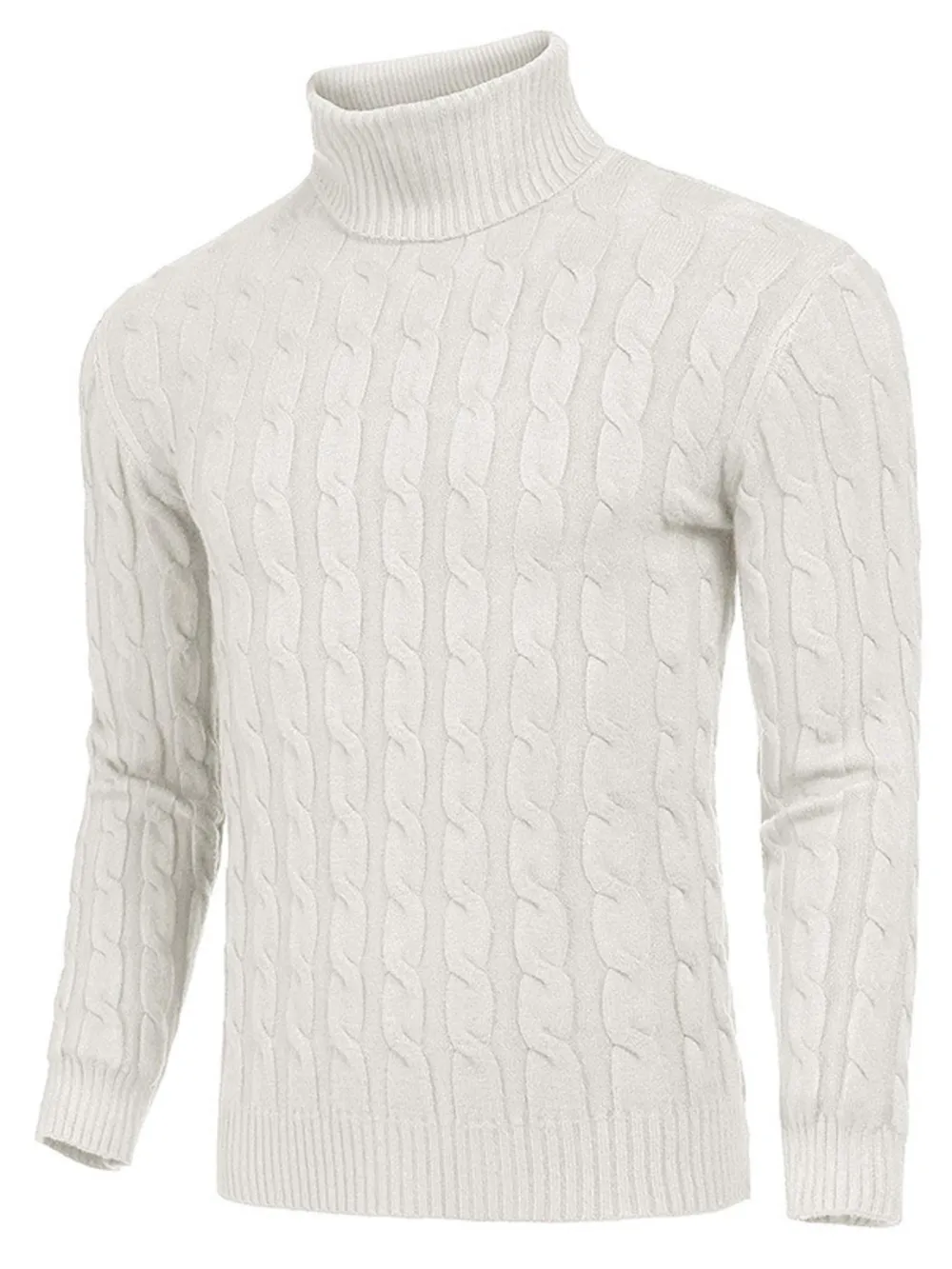 Men's Cable Knit Turtleneck Sweater