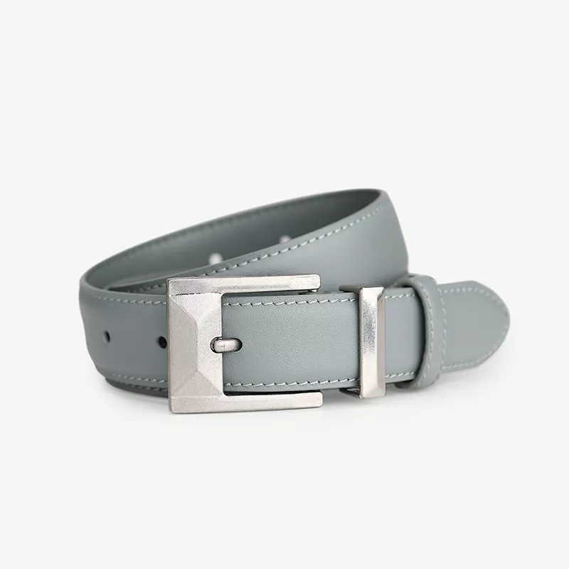 Leather Belt with Geometric Buckle