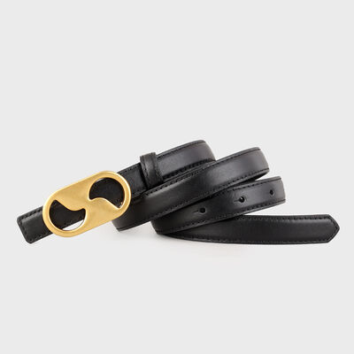 Leather Belt with Golden Buckle