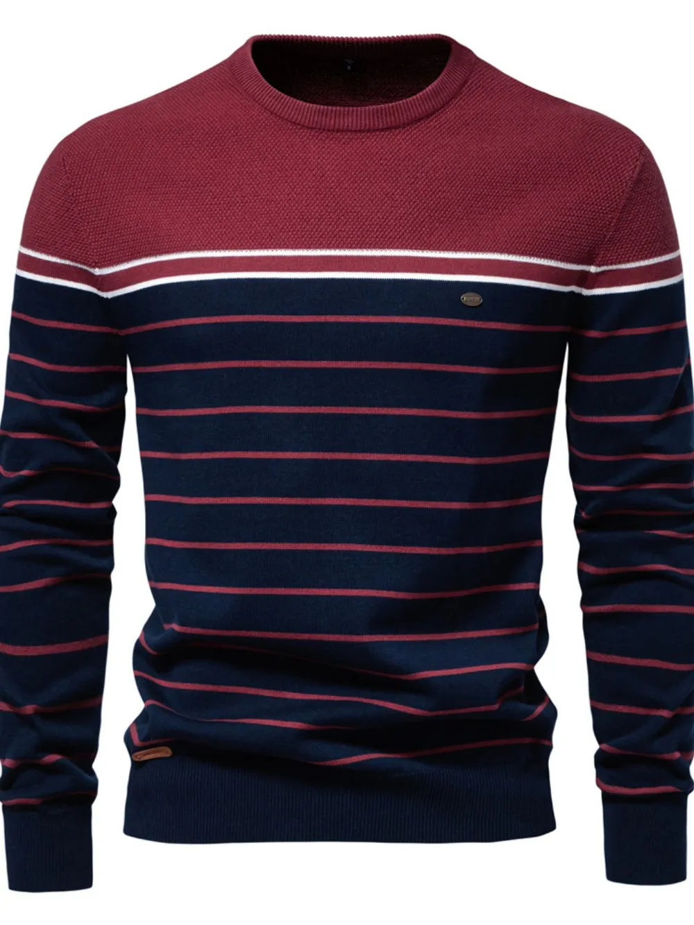 Men's Striped Round Neck Long Sleeve Sweater