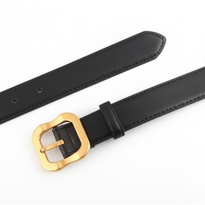 Leather Belt with Golden Buckle