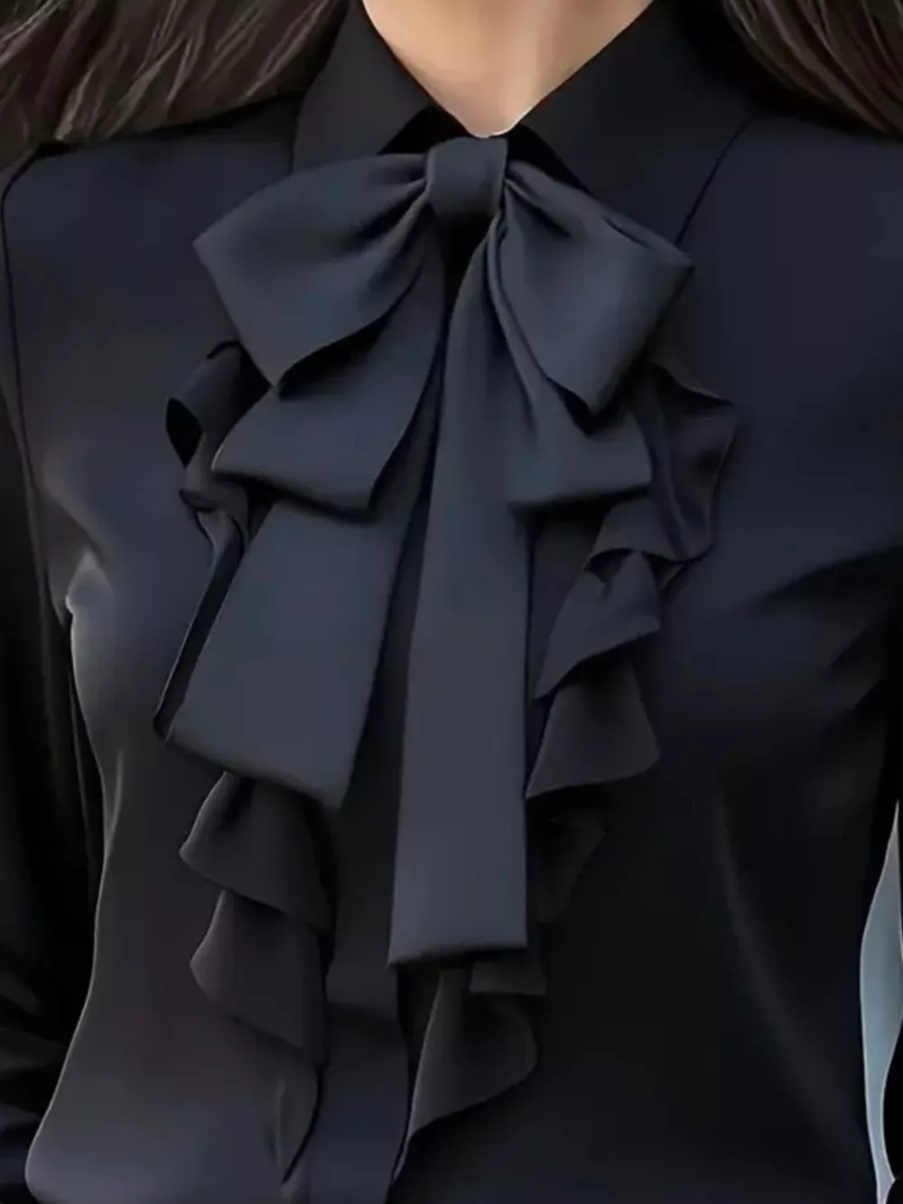 Elegant Black Ruffle Blouse