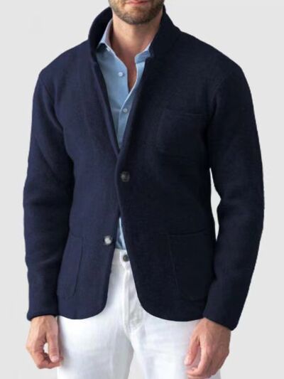 Men's Plus Size Stand Collar Long Sleeve Blazer