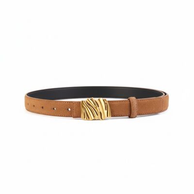 Abstract Buckle Leather Belt