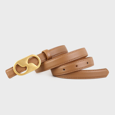 Leather Belt with Golden Buckle