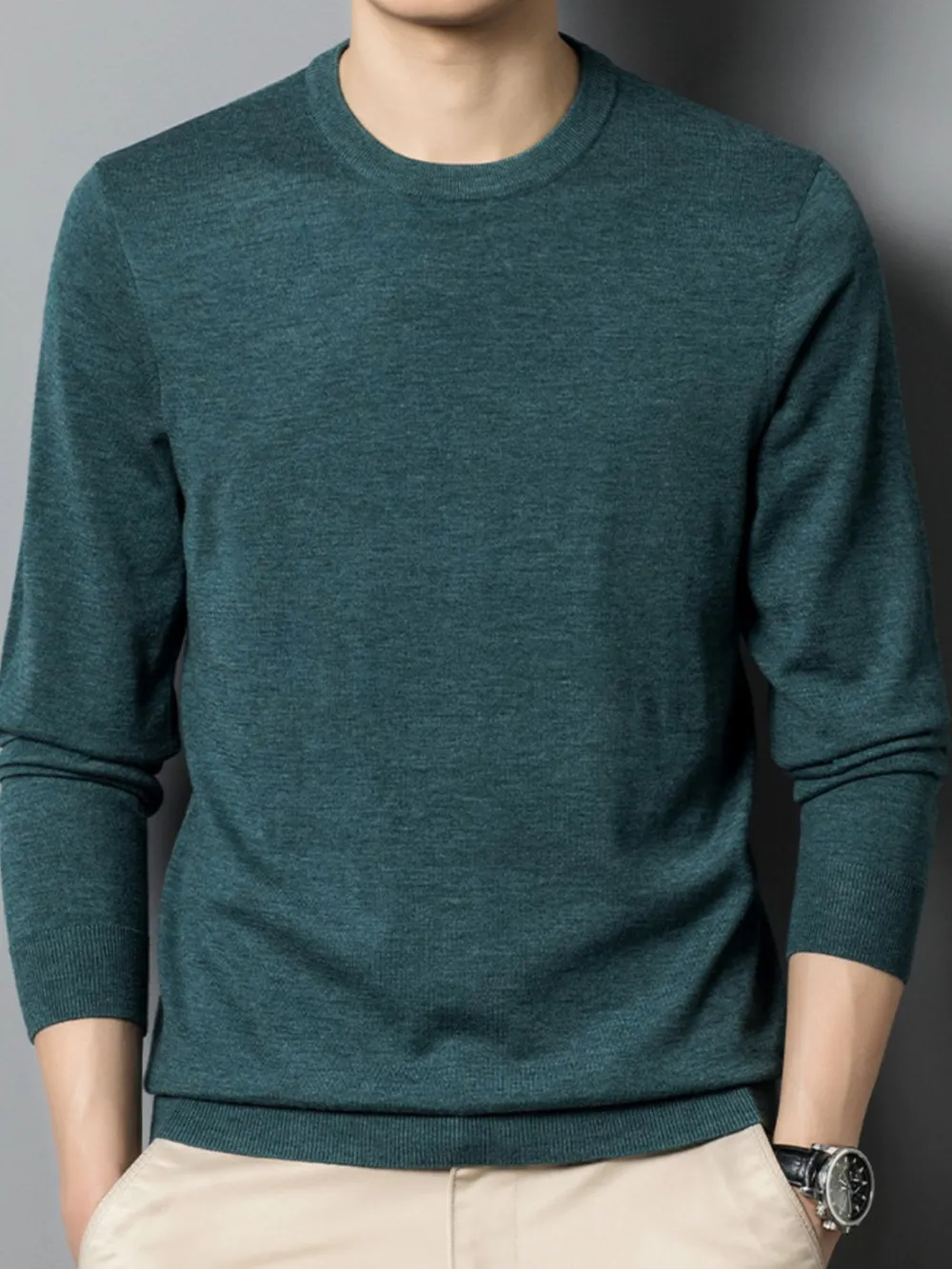 Men's Plus Size Round Neck Long Sleeve Sweater