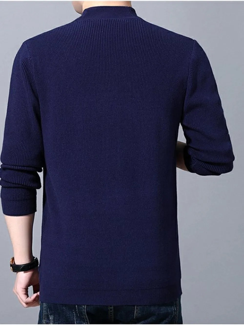 Men's Plus Size Long Sleeve Cardigan with Pockets