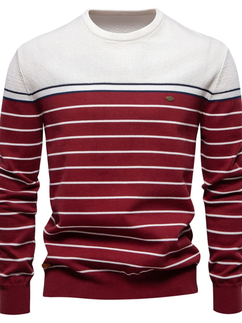 Men's Striped Round Neck Long Sleeve Sweater