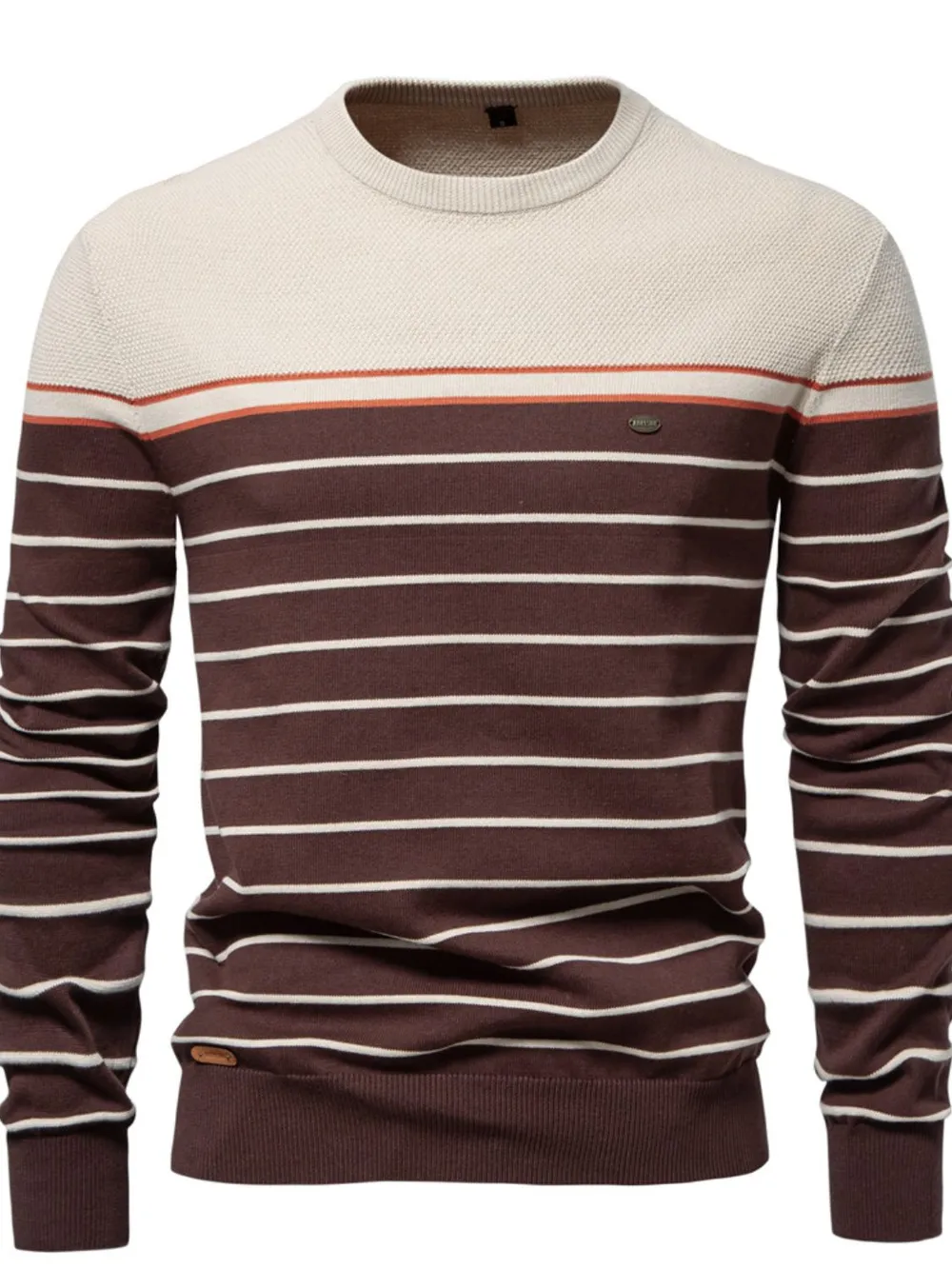 Men's Striped Round Neck Long Sleeve Sweater