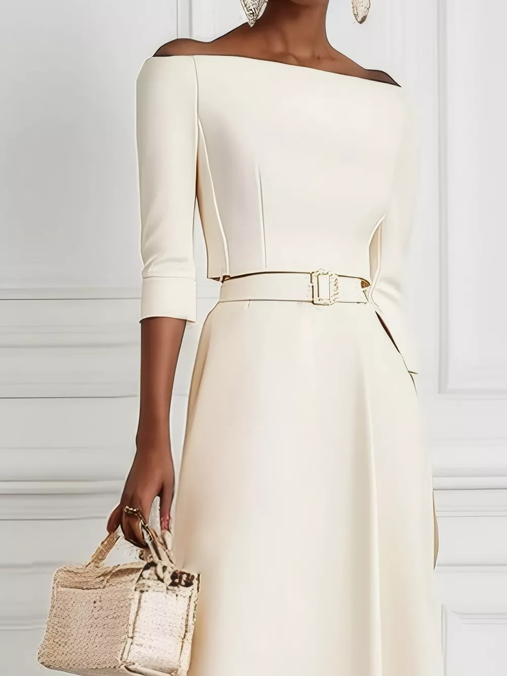 Elegant Off-Shoulder Belted Maxi Dress