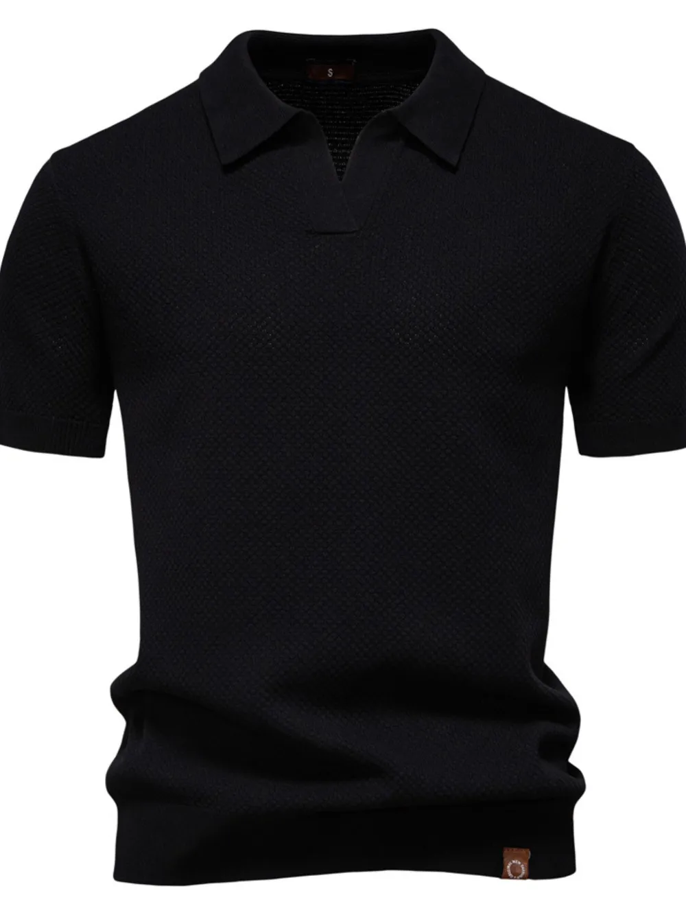 Men's Classic Textured Short Sleeve Polo Shirt