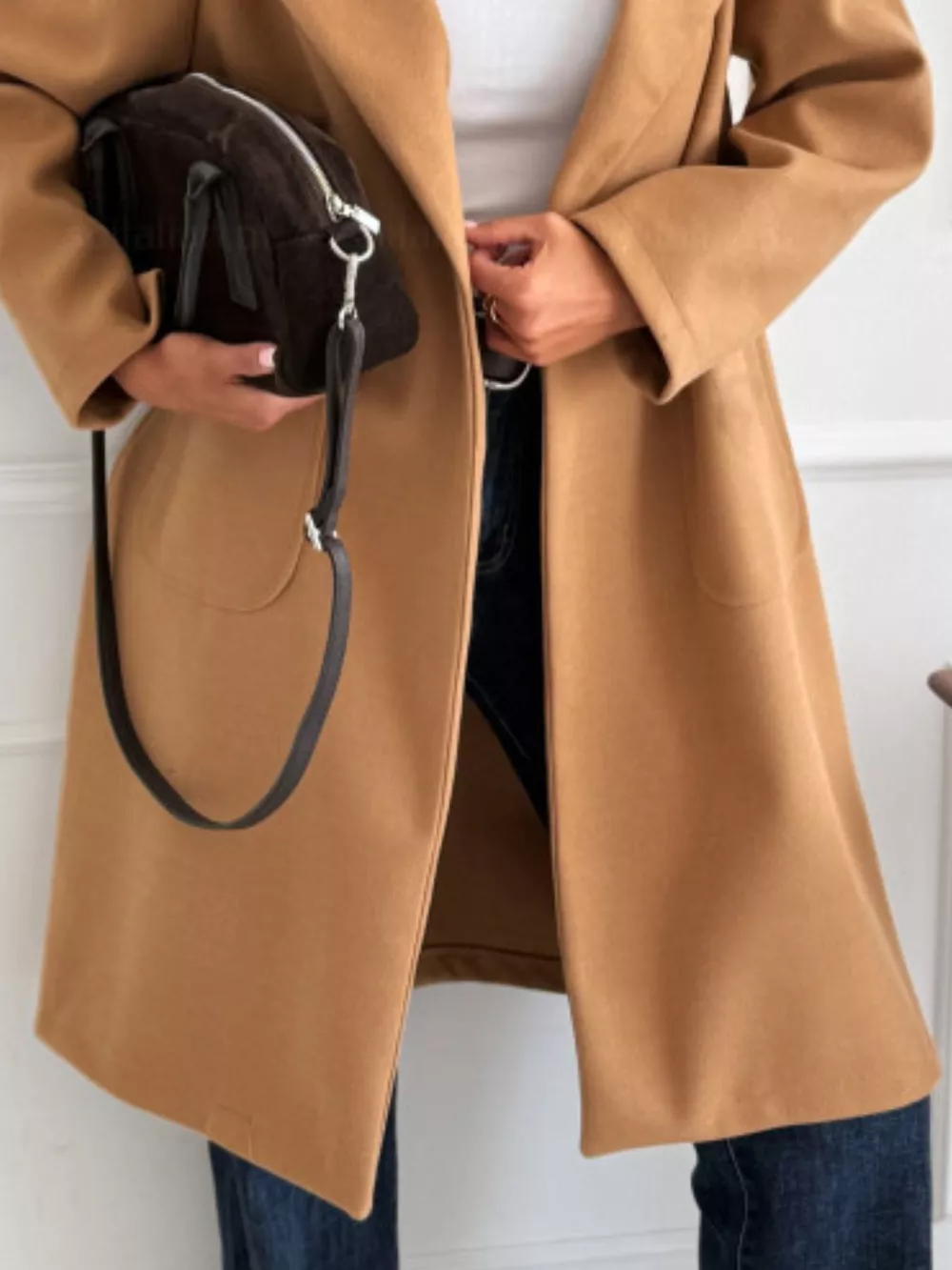 Long-Sleeve Single-Breasted Trench Coat